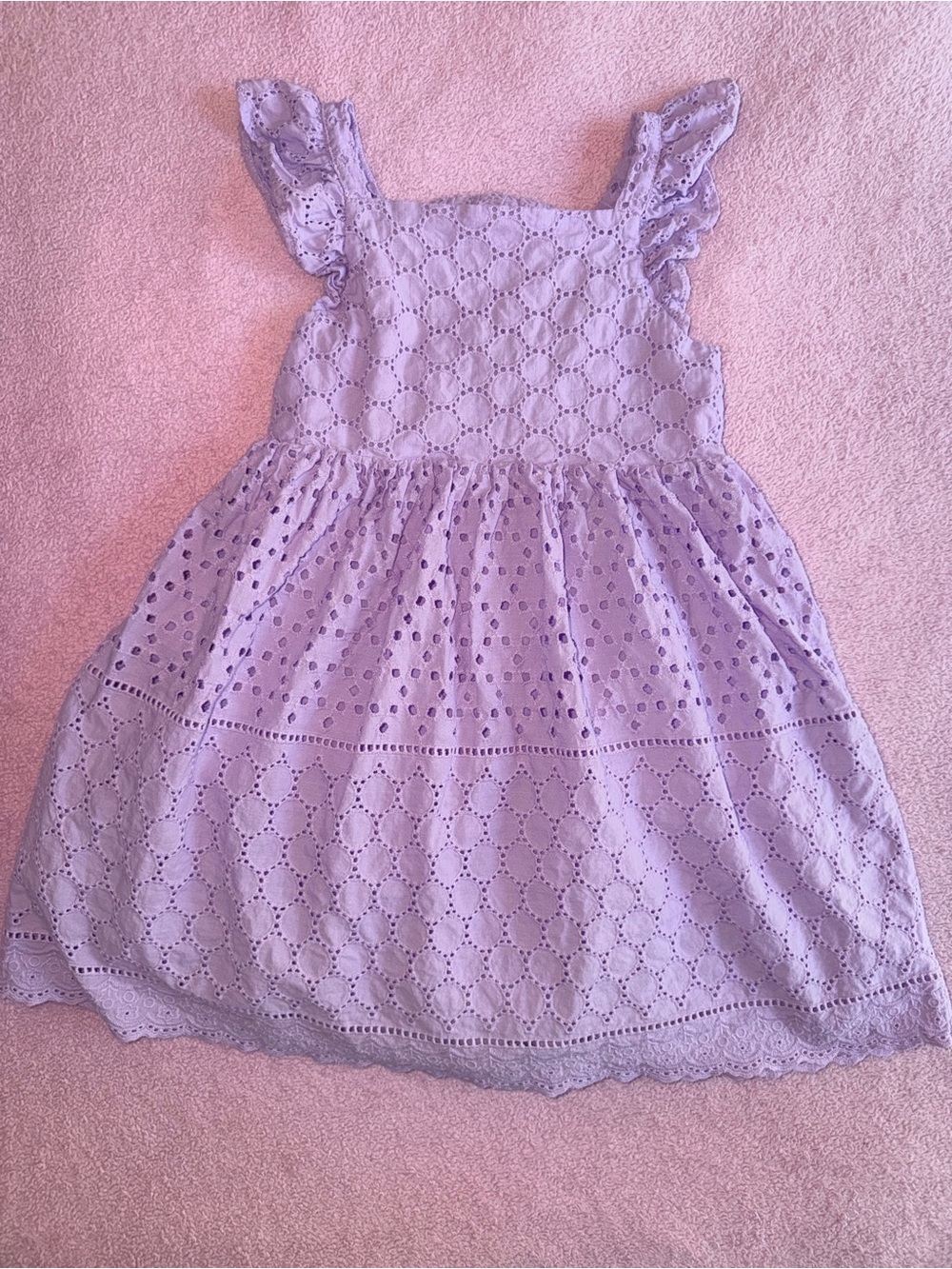 Blueberi Boulevard Lavender Eyelet Ruffle Strap Dress